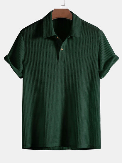 Fabrizio - Knitted Waffle Polo Shirt