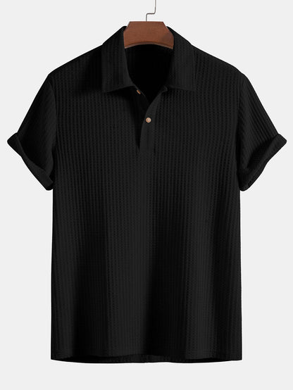 Fabrizio - Knitted Waffle Polo Shirt